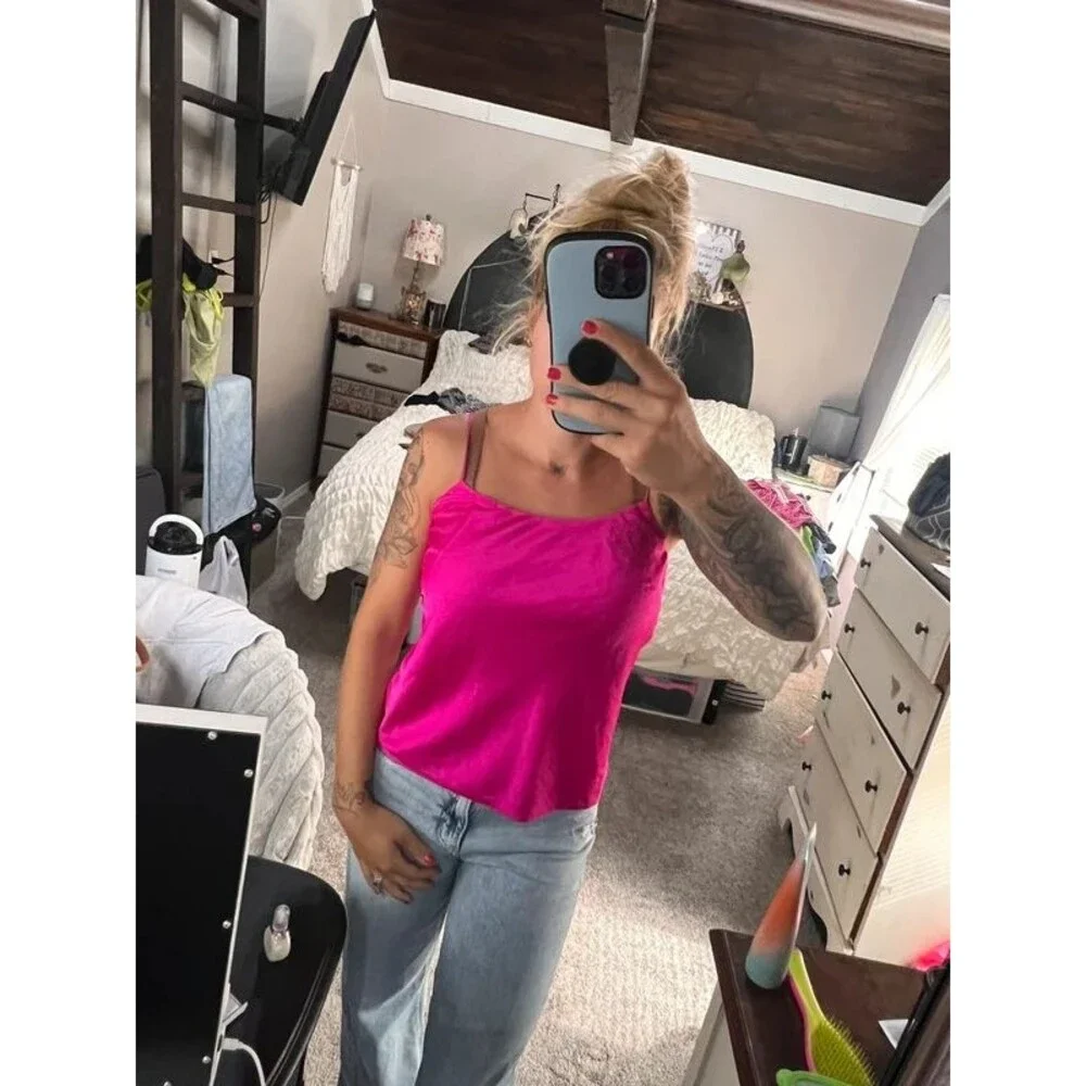 NWT express pink satin tank top